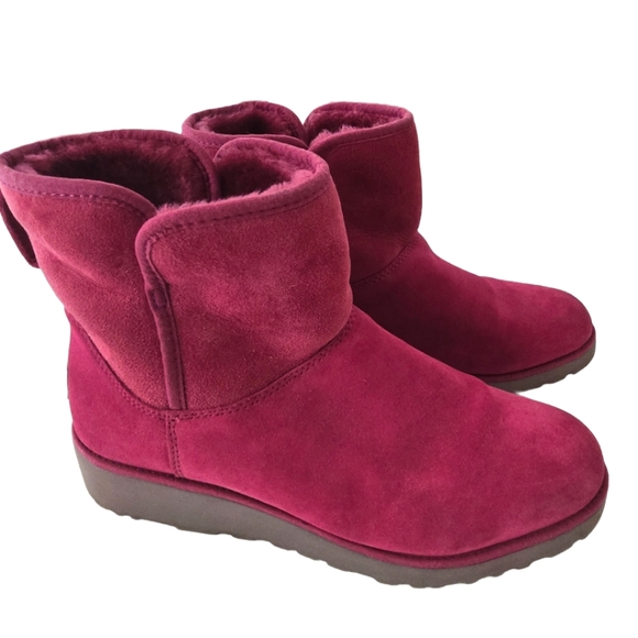 UGG Shoes Ugg Kristin Wedge Pink Bootie Suede Sheepskin